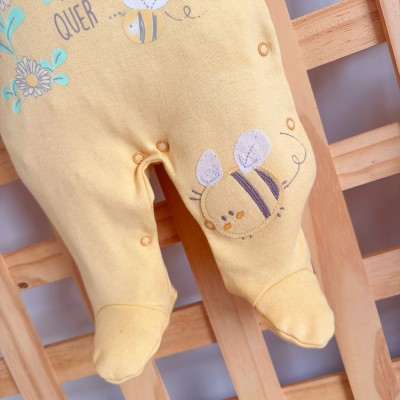  Macacão Trape Zape - Abelhinhas Bem Me Quer - Amarelo e Off White